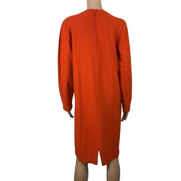 STEVE FABRIKANT VTG Wool Knit Dress 10 Orange Retro Versatile Y2K Rare Made USA - Picture 3 of 12